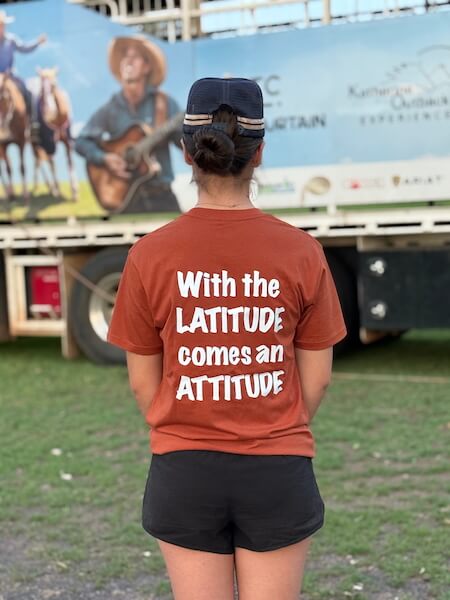 TopEndTouchTeeAdult-back Back of the Top End Tough Tshirt that reads With the Latitude comes an Attitude.